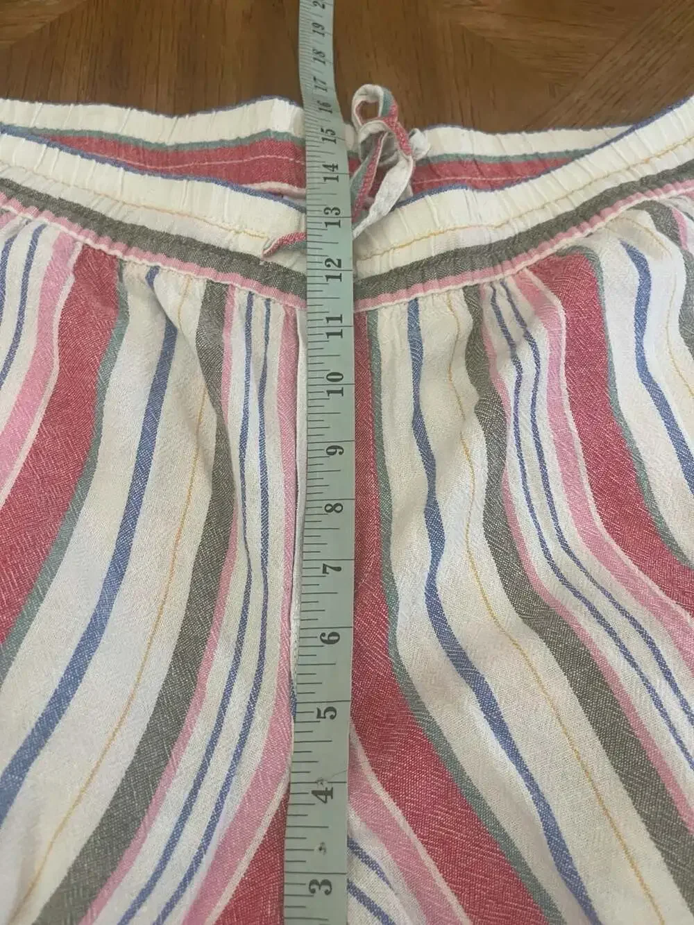 Old Navy Women's Plus Size Linen Blend Striped Drawstring Wide Leg Pants - Picture 10 of 11
